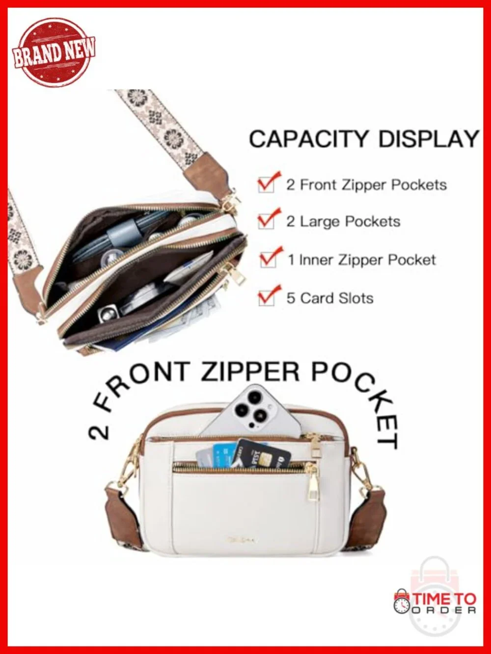 Small Vegan Leather Crossbody Purse with Adjustable Wide Strap